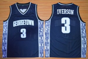 Maillot De Basket NCAA Georgetown Hoyas Allen Iverson 3 College Basketball Throwback Marine
